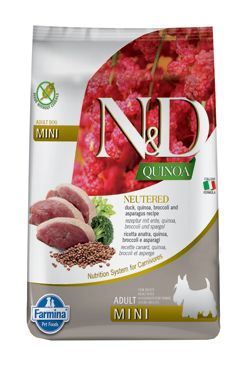 N & D Quinoa DOG Neutered Duck & Broccoli & Asp. mini 2,5kg