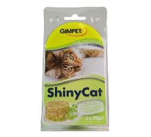 Gimpet mačka konzerva ShinyCat tuniak / koc.tráv 2x70g
