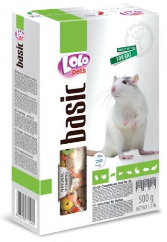 Lolo BASIC kompletné krmivo pre potkany 500 g krabička