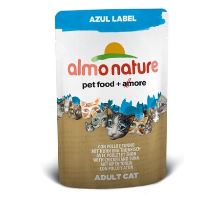 Vyradené Almo Cat Nat.mačka kaps Azul Label kura + sardinky 70g