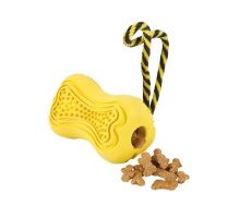 Hračka pes TITAN gumová kosť s lanom S žltá Zolux