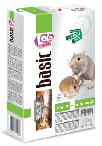 Lolo BASIC kompletné krmivo pre myši 500 g krabička