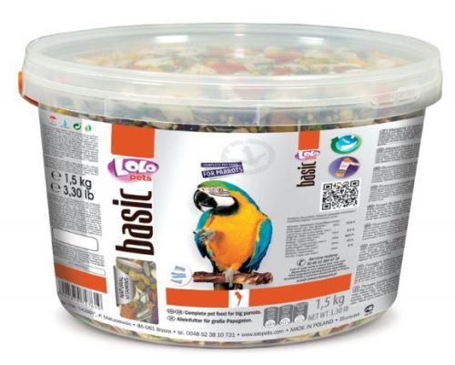 Lolo BASIC kompl.krmivo pre veľké papagáje 3L / 2,4kg kýblik