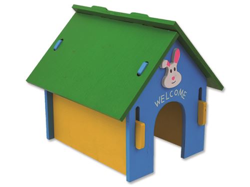 Domček SMALL ANIMAL drevený farebný 24,5 x 22,5 x 23 cm 1ks