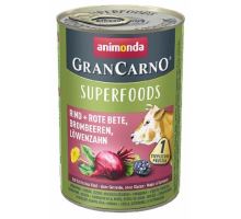 GranCarno Superfoods hovädzie, čv.řepa, černice, púpava 400 g pre psov
