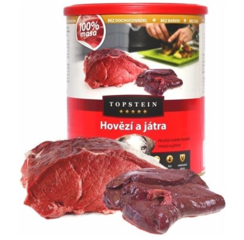 Topstein Hovězí s játry v plechu 800 g