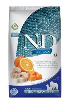N&D OCEAN DOG GF Adult M/L Codfish&Pumpkin&Orange 2 balenia 12kg