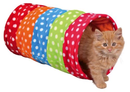 Farebný tunel pre mačky, flízový 25x50 cm