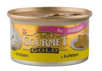 Gourmet Gold konzerva mačka jemná paštéta kura, pečeň 85g