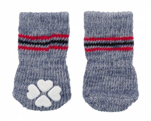 Protišmykové šedé ponožky, 2 ks pre psov XXS-XS (jorkšír)