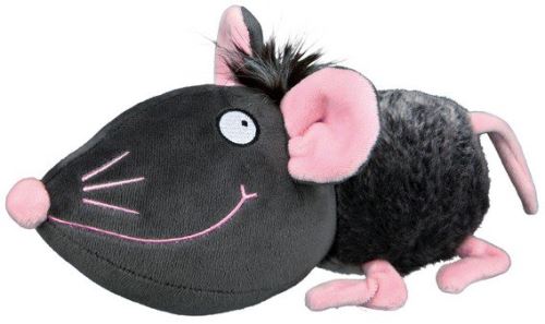 Plyšová myš šedá s rúžovými ušami, nosom a labkami 33 cm