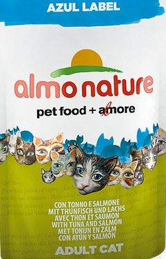 Vyradené Almo Cat Nat.mačka kaps Azul Label tuniak + losos 70g