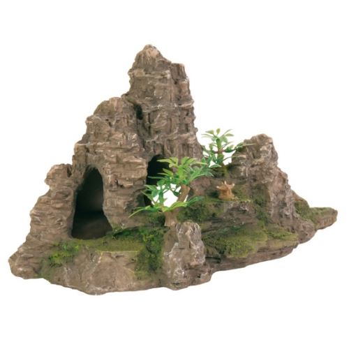 Dekorácie skala + jaskýň a rastliny 22cm
