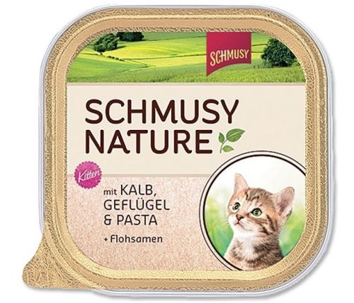 Schmusy Cat Nature Menu vanička Junior teľacie + hydina 100g