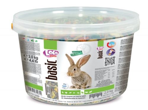 Lolo BASIC kompletné krmivo pre králiky 3 L, 2 kg kýblik
