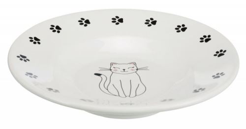 Keramická miska-tanierik pre krátkonosé mačky, biela 0,2l / 15cm