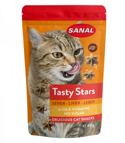 SANAL Cat Tasty Stars Liver - hvězdičky s příchutí jater 40g