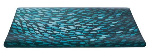 Prestieranie motív kŕdeľ rýb, petrolejová farba 44 x 28 cm