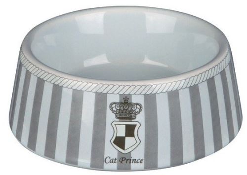 CAT PRINCE keramická miska šedo / biela 0,18 l / 12 cm