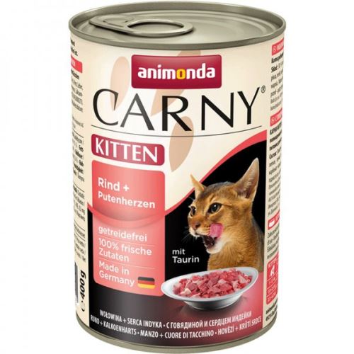 ANIMONDA konzerva CARNY Kitten - hovězí + krůtí srdce 400g