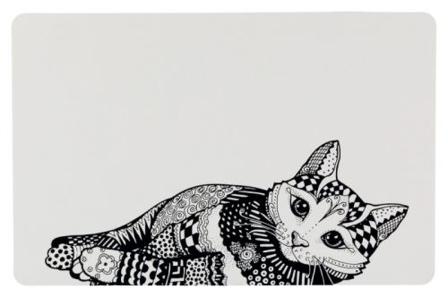 Prostírání Zentangle kočka 44 x 28 cm bílo/černé