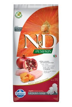 N & D Pumpkin DOG Puppy M / L Chicken & Pomegranate 12kg