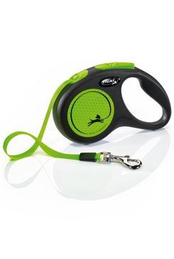 Vodítko FLEXI Neon S pásik 5m / 15kg čierna / zelená NEW