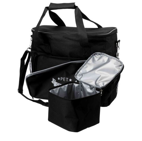 Cestovná taška na potreby pre psa + zásobník na krmivo, 38x354x17cm, čierna