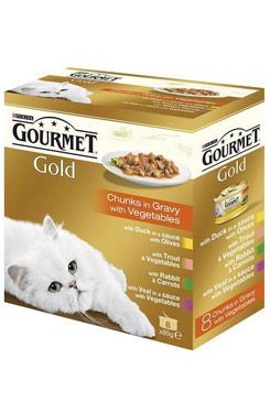Gourmet Gold Mltp konz. mačka kúsky vo šť.zelen.8x85g