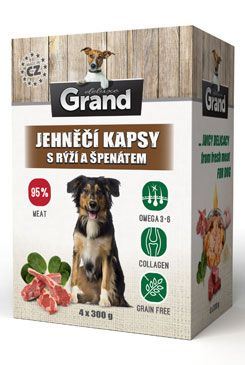 GRAND kaps. deluxe pes jahňacie s ryžou a špenát. 4x300g exp. 09/2024