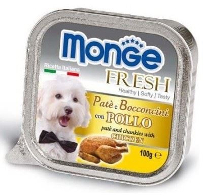 MONGE FRESH - paštéta a kúsky s kuracím 100 g pre psov