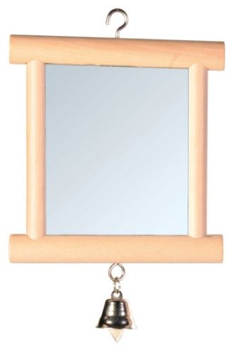Zrkadlo v drevenom rámčeku sa zvončekom 9 x 10 cm
