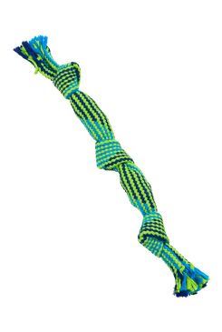 Hračka pes BUSTER Pískací lano, modrá / zelená, 35cm, M