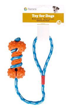 Hračka pes kosť zježená na šnúre 45cm