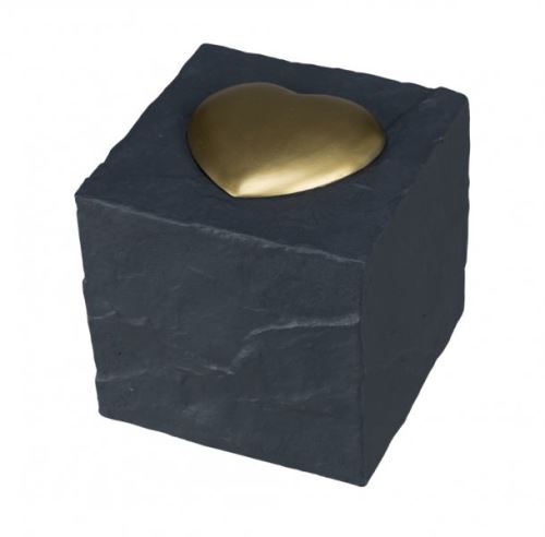 Náhrobný kameň kocka so srdiečkom, šedá 11 x 11 x 11 cm