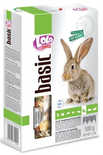 Lolo BASIC kompletné krmivo pre králiky 500 g krabička
