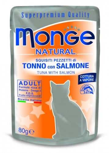 Monge Natural kapsička tuniak v želé s lososom pre mačky 80g 10 ks