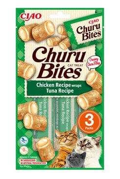 Churu Cat Bites Chicken wraps & Tuna Purée 3x10g