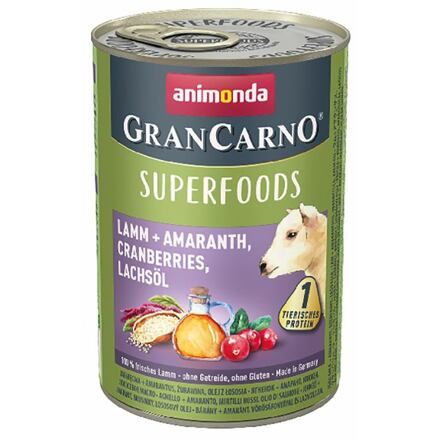 GranCarno Superfoods jahňacie, amarant, brusnice, los.olej 400 g pre psov