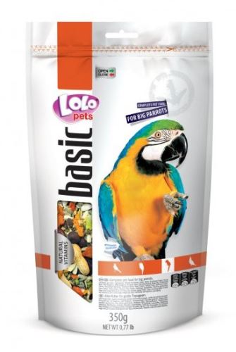 Lolo BASIC kompletné krmivo pre veľké papagáje 350 g doypack