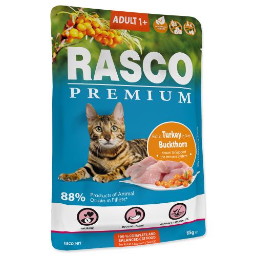 Rasco Premium Cat Pouch Adult, Turkey, Buckthorn 85g