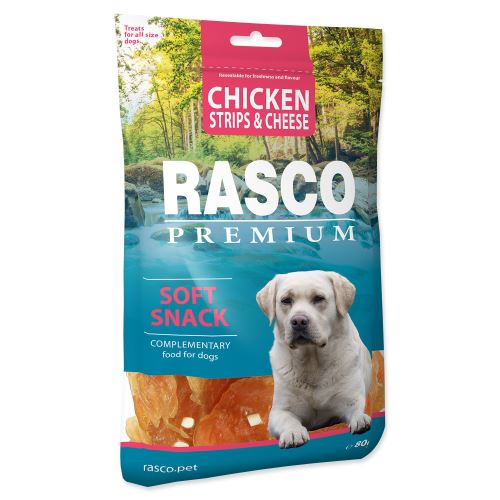 Pochúťka RASCO Premium prúžky kuracie so syrom 80g