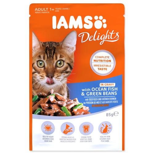 IAMS cat delights ocean fish & green beans in gravy 85g kapsička