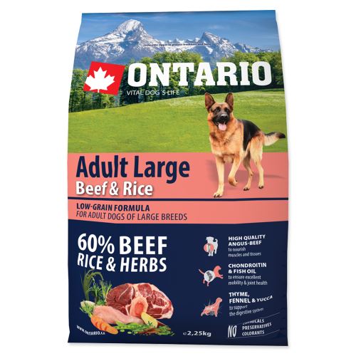 ONTARIO Adult Large Beef & Rice 2,25 kg