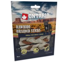 ONTARIO Snack Dog Rawhide Braided Stick Mix 7,5 cm 4ks