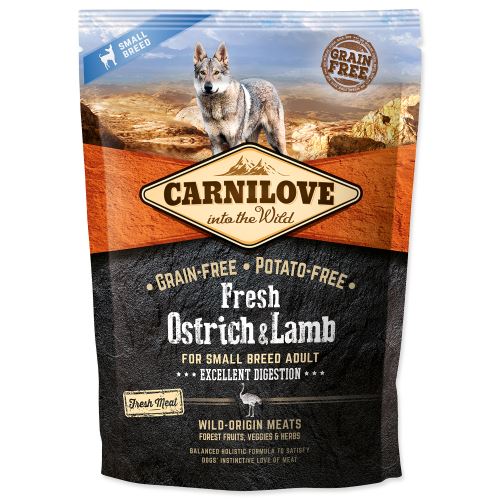 CARNILOVE Fresh Pštros & Lamb Excellent Digestion for Small Breed Dogs 1,5kg