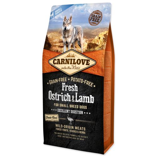 CARNILOVE Fresh Pštros & Lamb Excellent Digestion for Small Breed Dogs 6kg