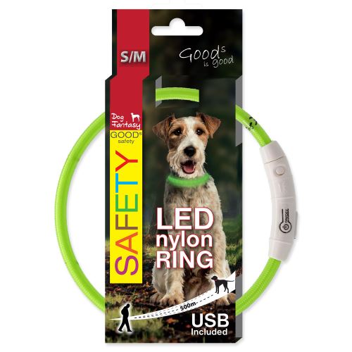 Obojok DOG FANTASY LED nylonový zelený S / M