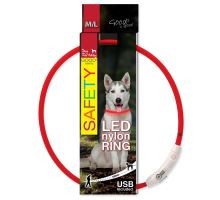 Obojok DOG FANTASY LED nylonový červený M / L