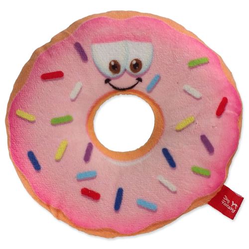 DOG FANTASY donut s obličejem růžový 12 cm 1ks